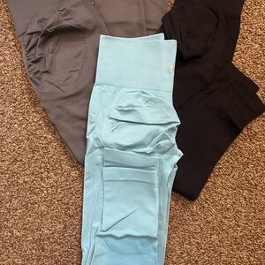 Women's High-Waist Light Blue Pocket Leggings